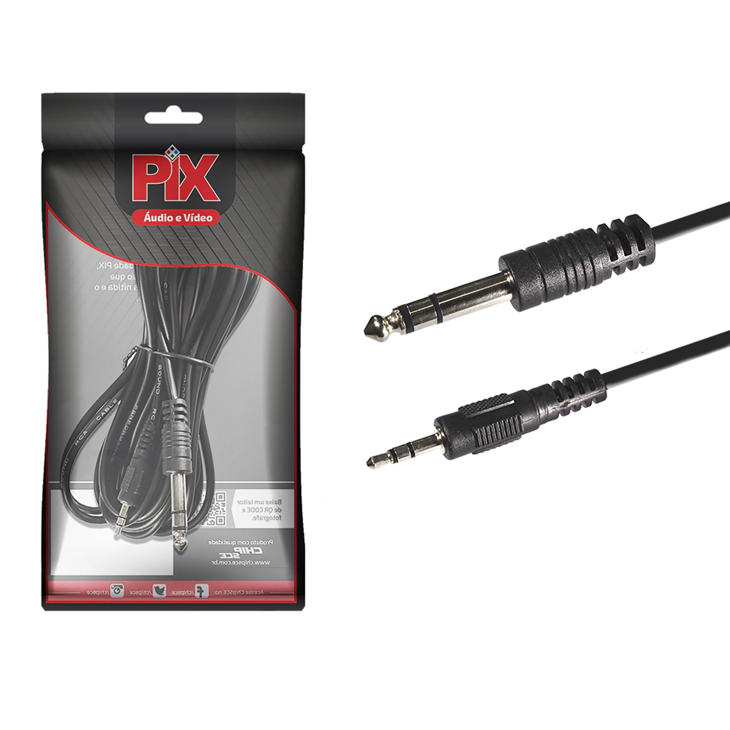 Cabo P2 Stereo Para P10 Stereo 5 Metros Plástico - Pix