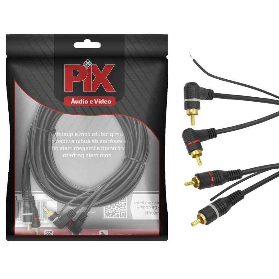 Cabo Rca 90º 5 Metros 4mm Blindado Automotivo Profissional