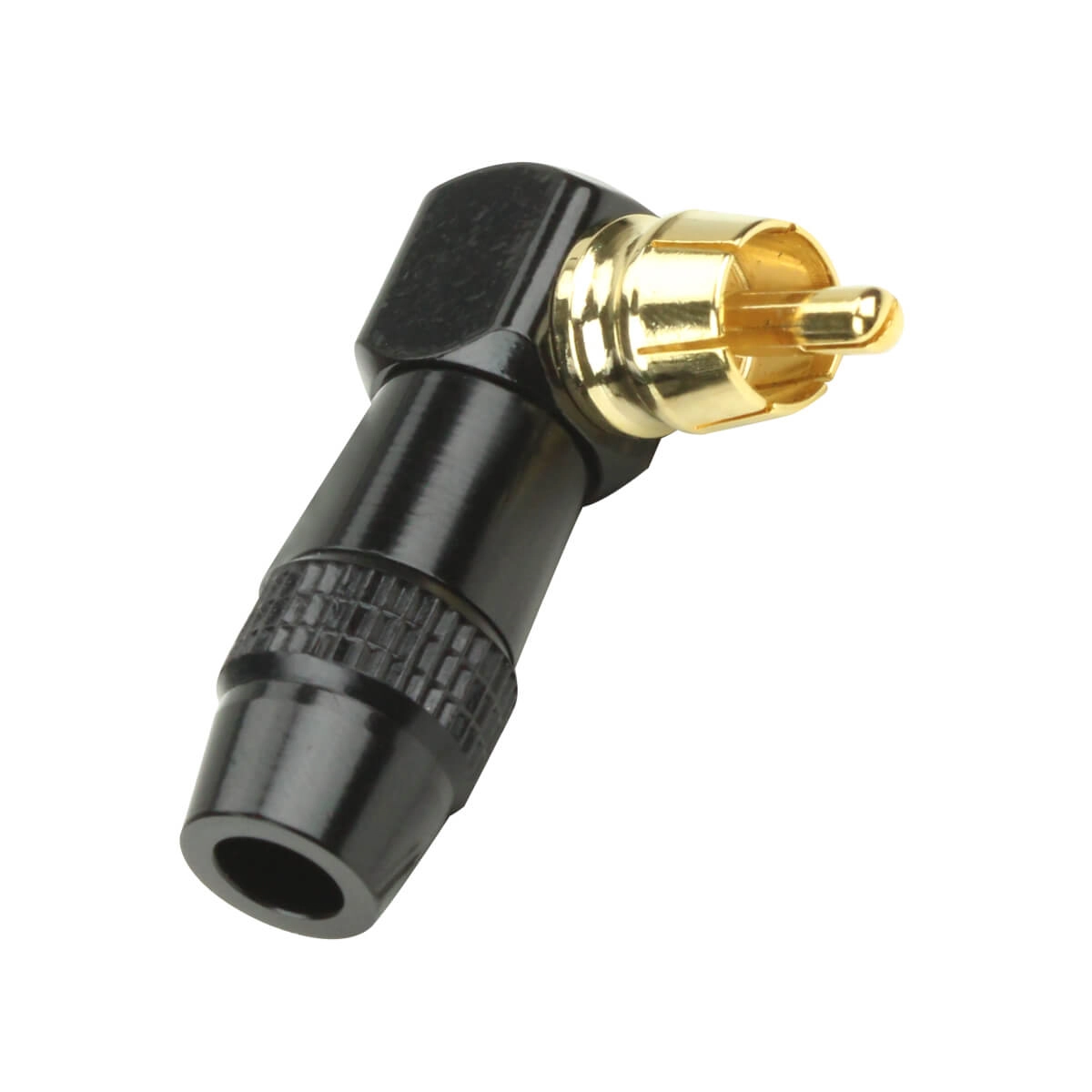 Conector Plug Rca 90º Profissional Top De Linha Preto
