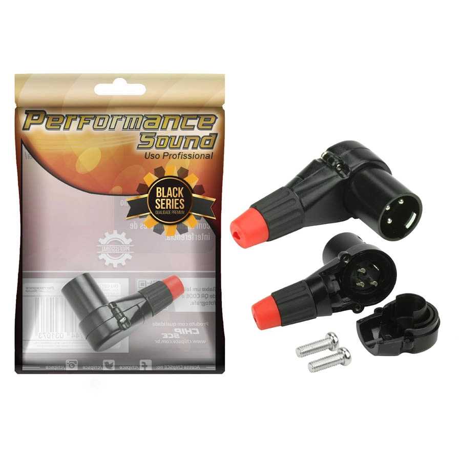 Plug Cannon Macho 90º Premium Profissional Black Séries - Vermelho
