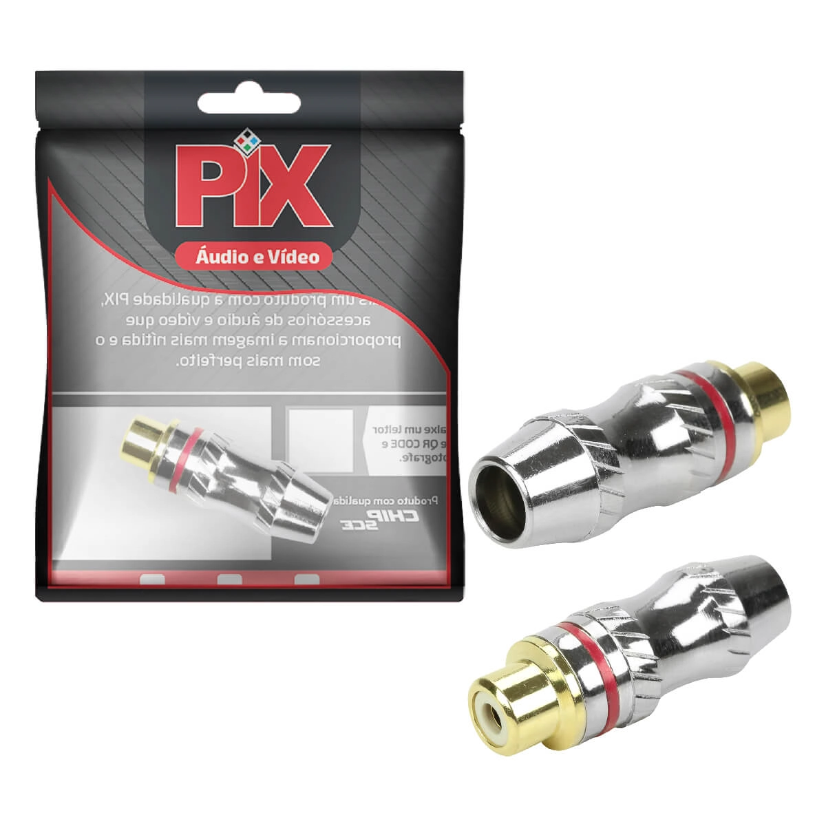 10x Conector Plug Rca 24k Profissional Top De Linha Vermelho