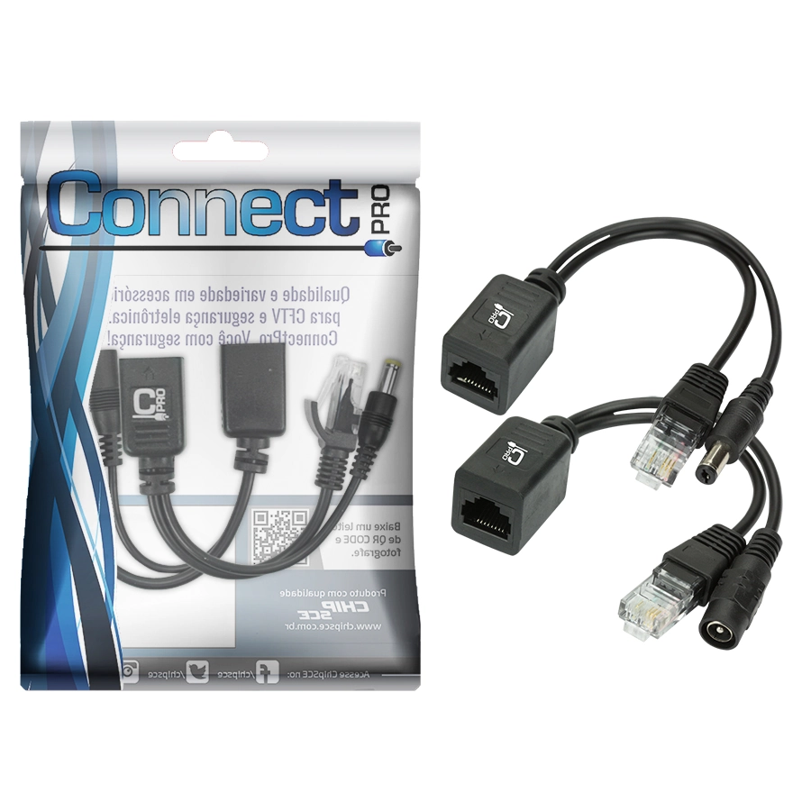 Cabo Adaptador Poe Injetor E Separador Macho/fêmea Preto - Connect Pro