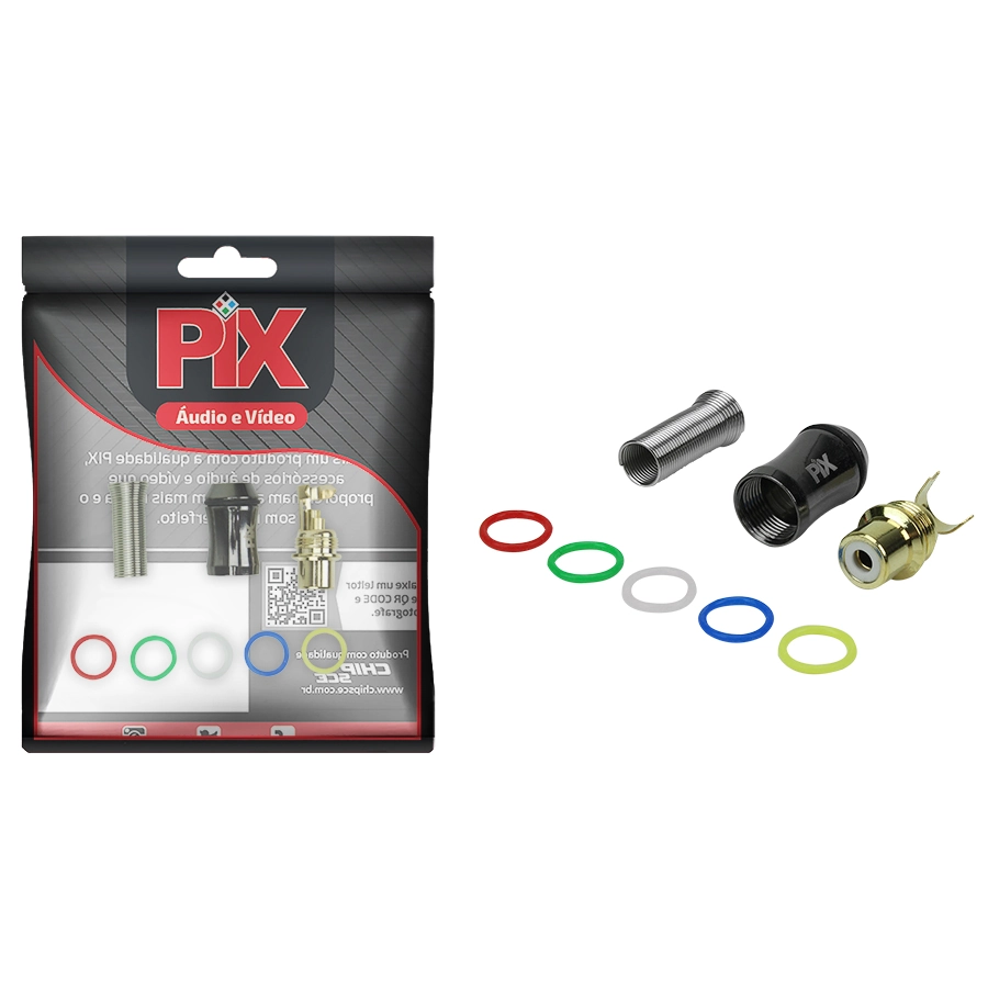 10x Conector Plug Rca Profissional Gold24k 6 Anéis Coloridos