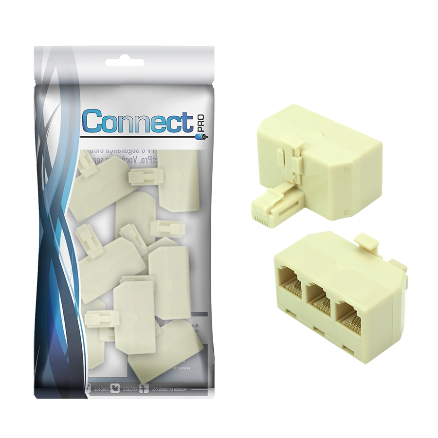 10x Adaptador Telefone Divisor 1 Entrada 3 Saídas - Original