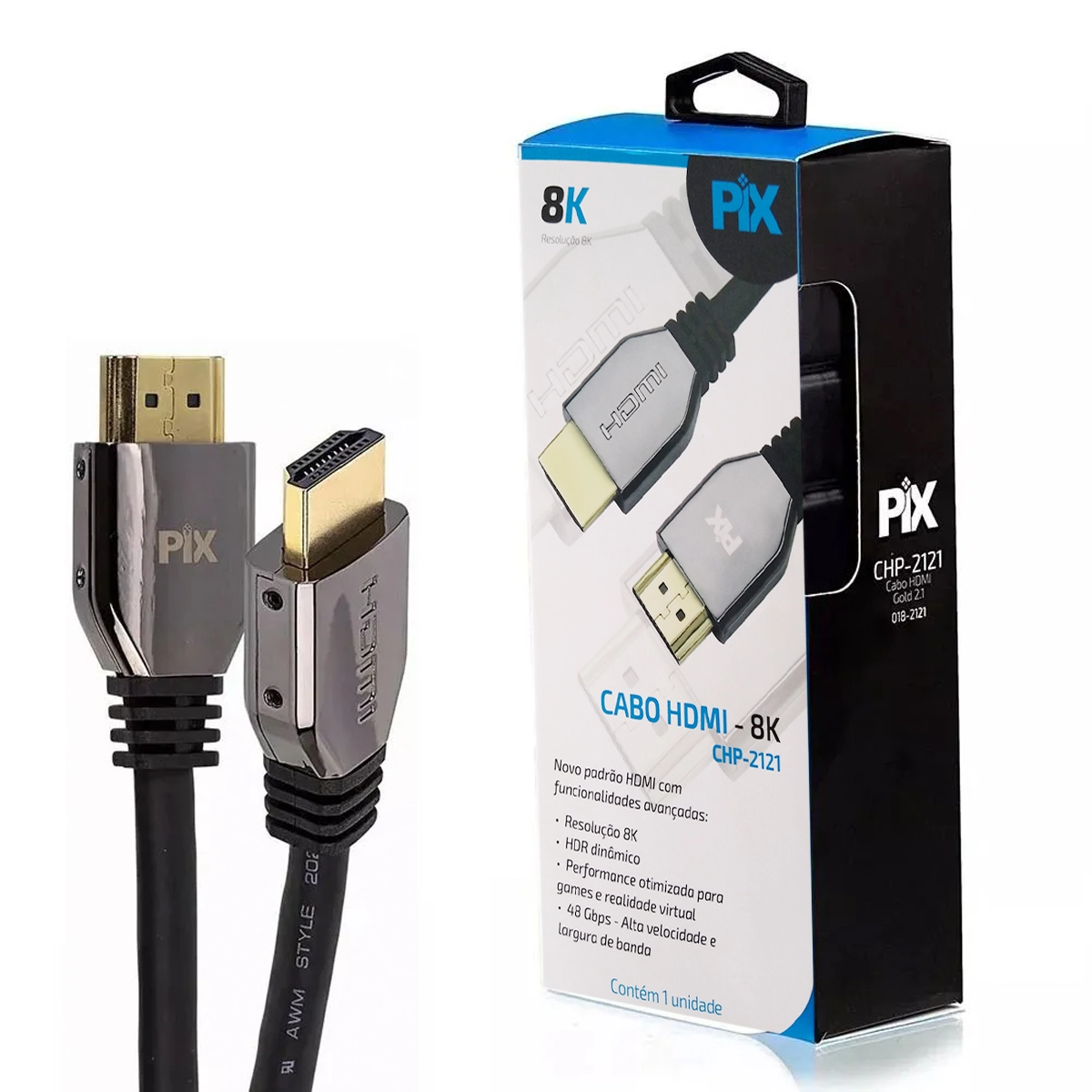 Cabo Hdmi Plus 2.1 - 8k Hdr 19p 1.5m 018-2121