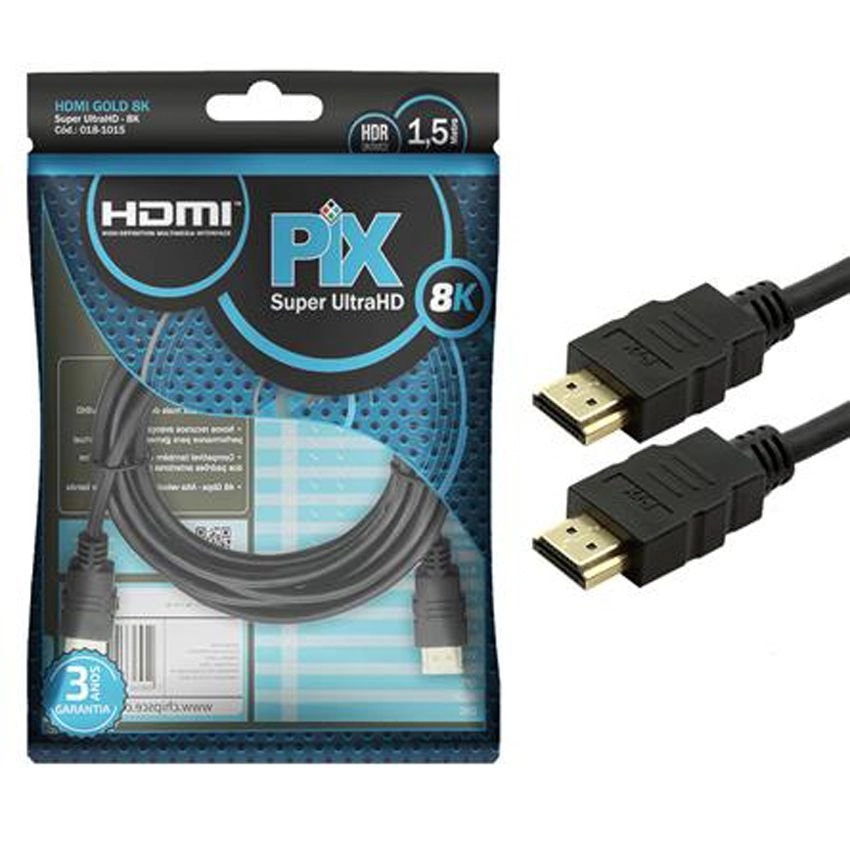 Cabo HDMI 1.5 metros 2.1 - 8K HDR 19P polybag 018-1015