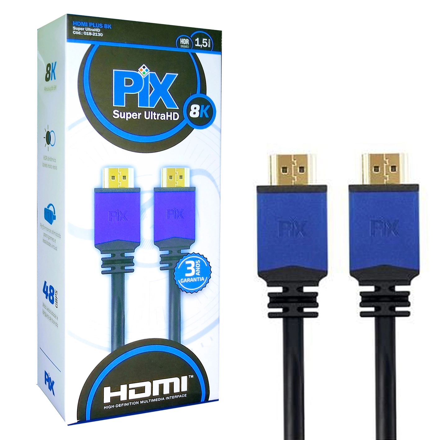 Cabo Hdmi Plus 2.1 - 8k Hdr 19p 1.5m 018-2130