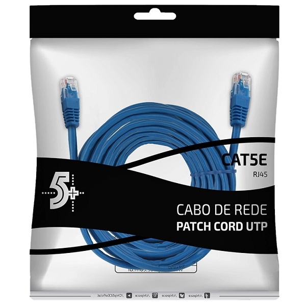 Cabo De Rede Patch Cord Cat5e Utp Azul 15 Metros 018-1066 Chip Sce