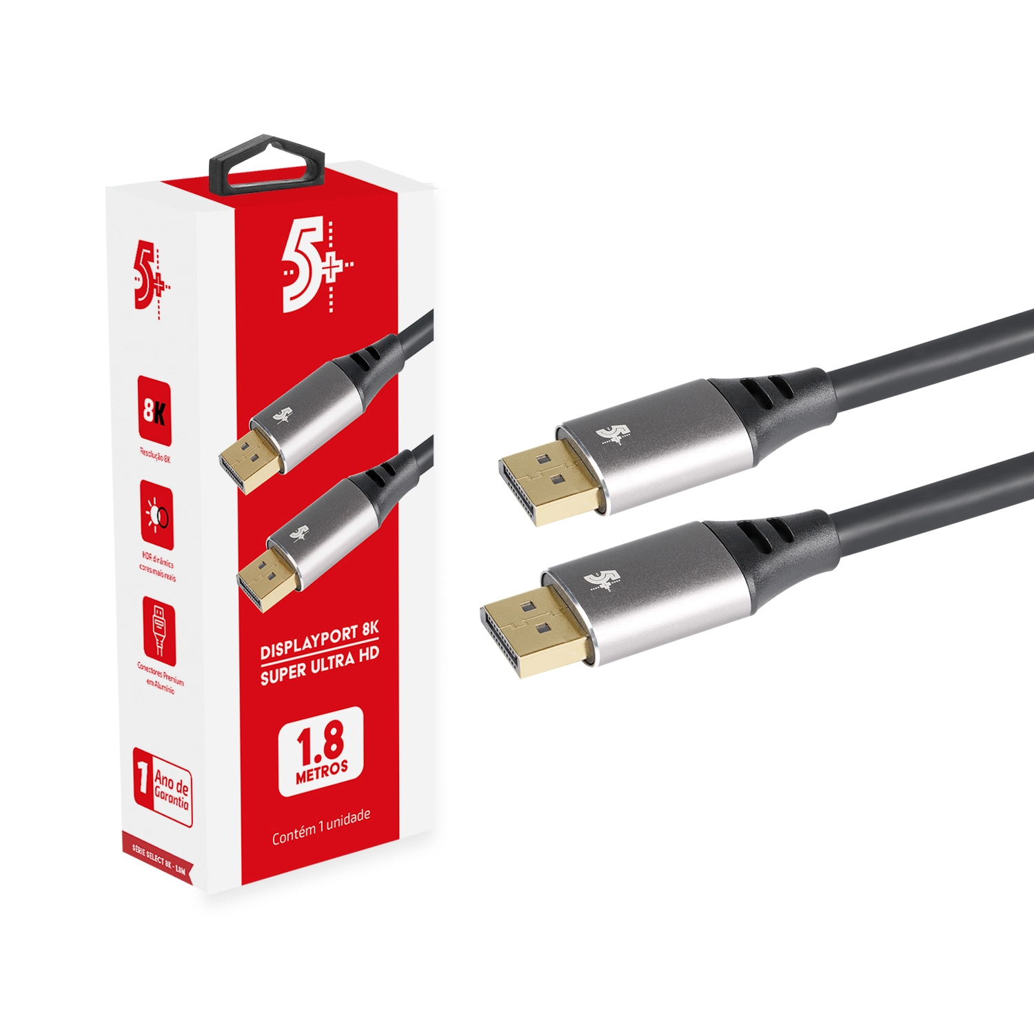 Cabo Displayport 1.4 1,80m 8k 60hz 4k 120hz Full Hd 240hz