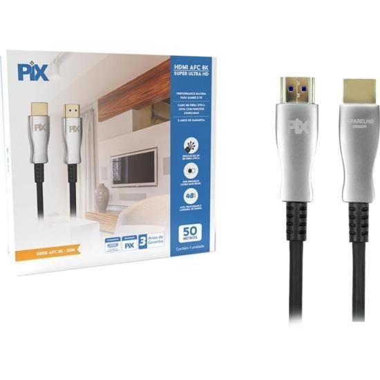 Cabo Hdmi 2.1 8k 50m Fibra Ótica Pix