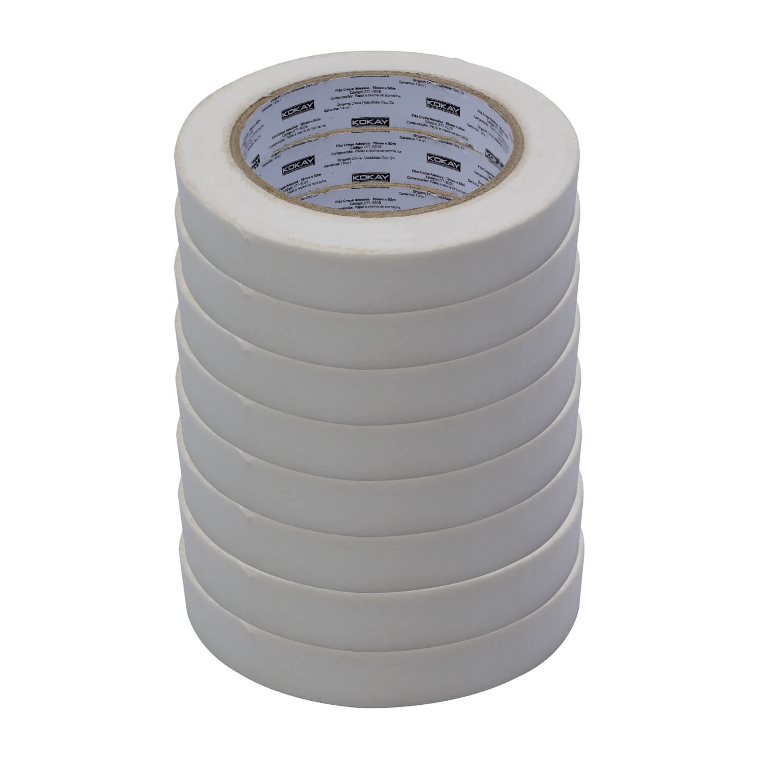 Kit Com 8 Fitas Crepe Fina Utilidade Geral E Pintura 18mm X 50m