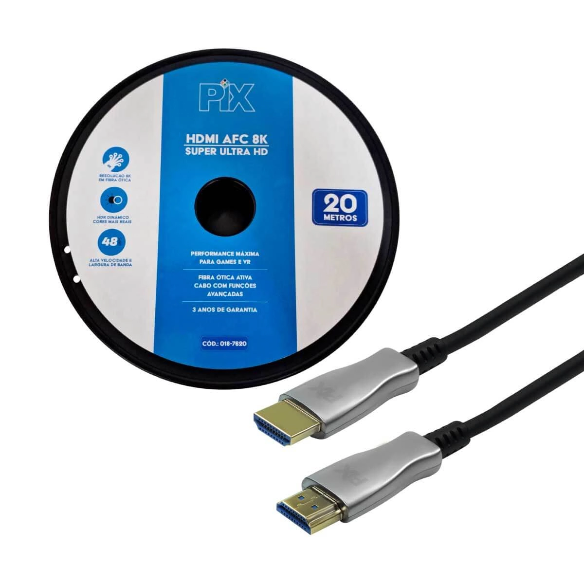 Cabo Hdmi Fibra 2.1 Dinâmico Hdr 4k 144hz  8k 120hz 20metros