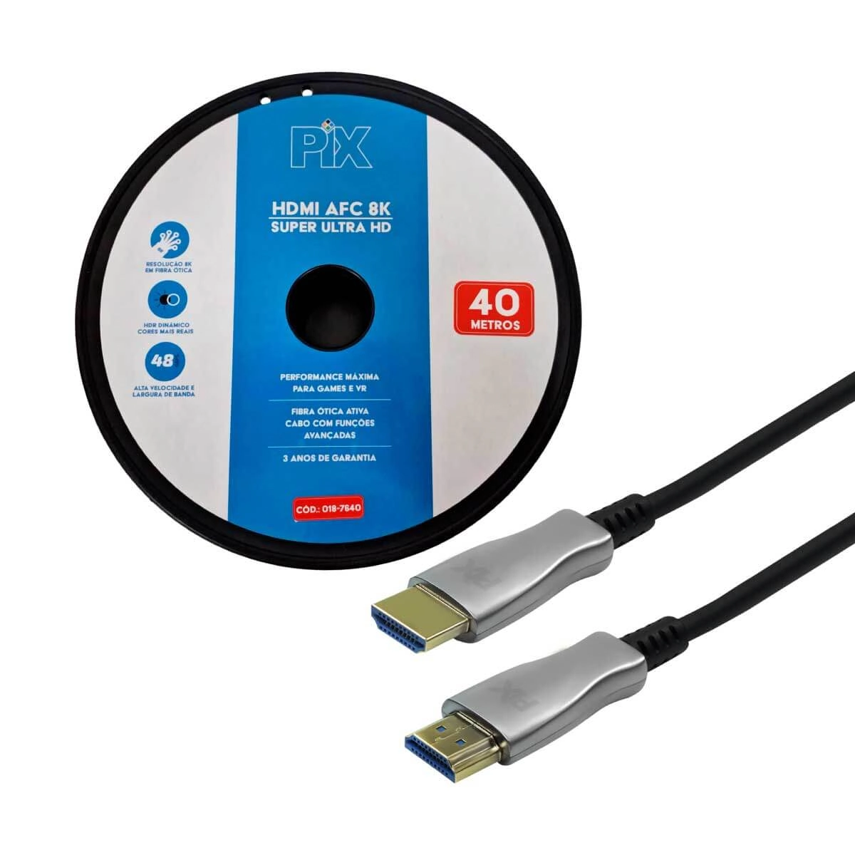 Cabo Hdmi Fibra 2.1 Dinâmico Hdr 4k 144hz  8k 120hz 40metros