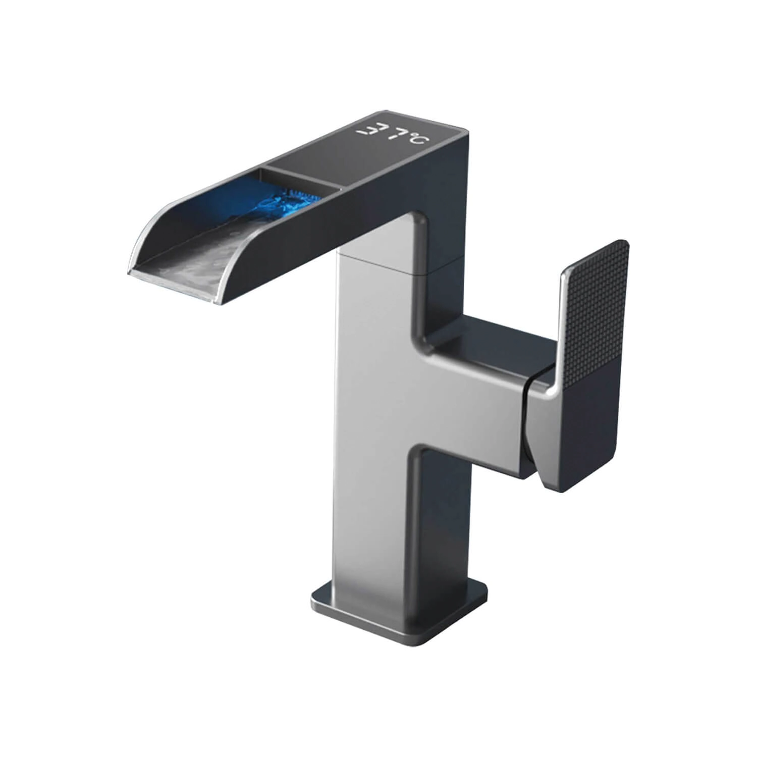 Torneira Cascata Monocomando Led Controle Temperatura Cinza