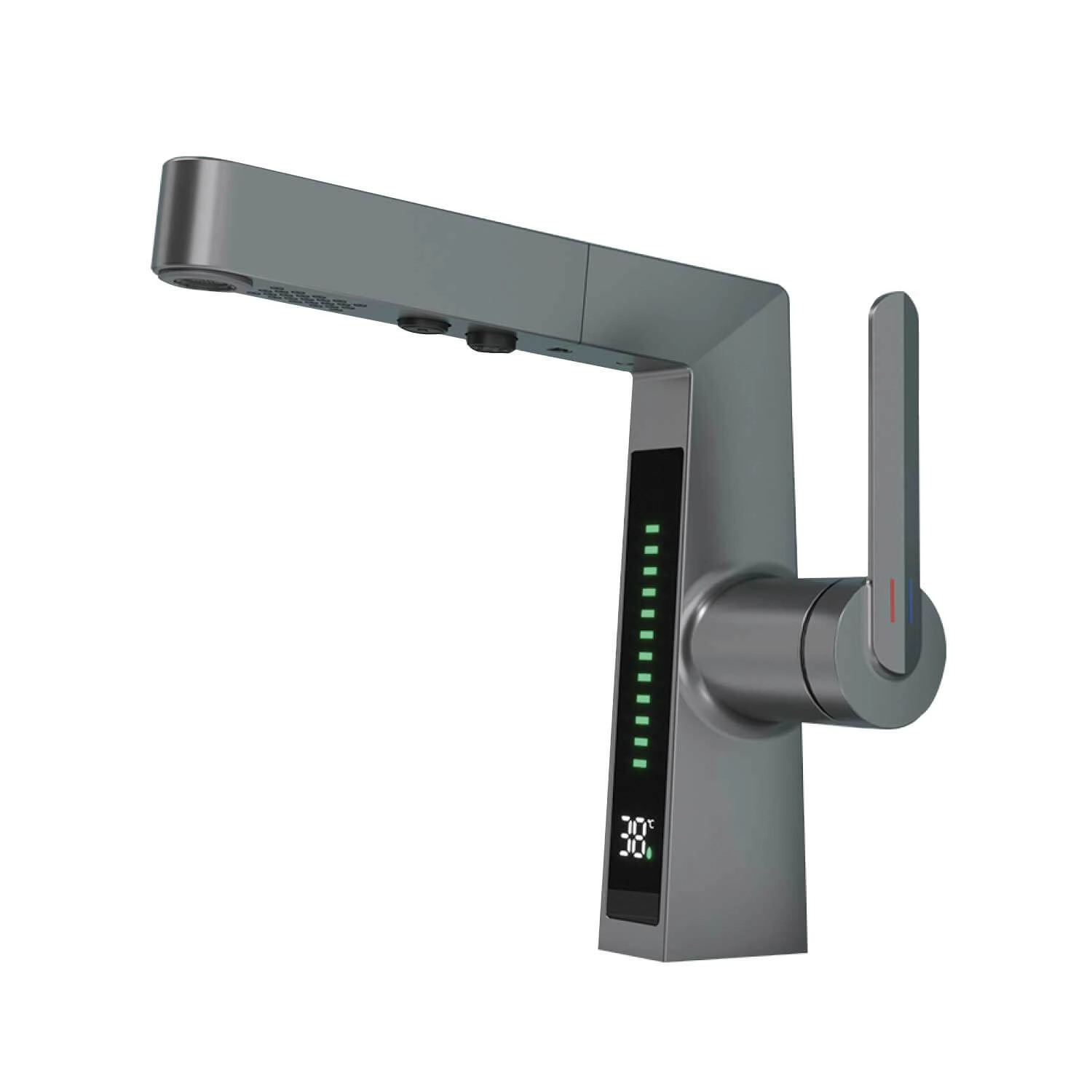 Torneira Monocomando C/ Visor De Temperatura 2 Jatos Cinza