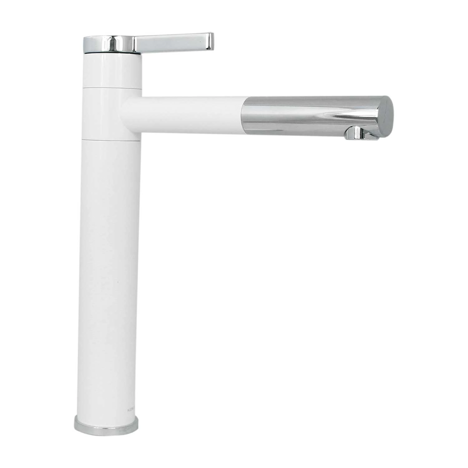 Torneira Lavatório Monocomando Bica Alta Móvel - Branco Inox - Brilhante