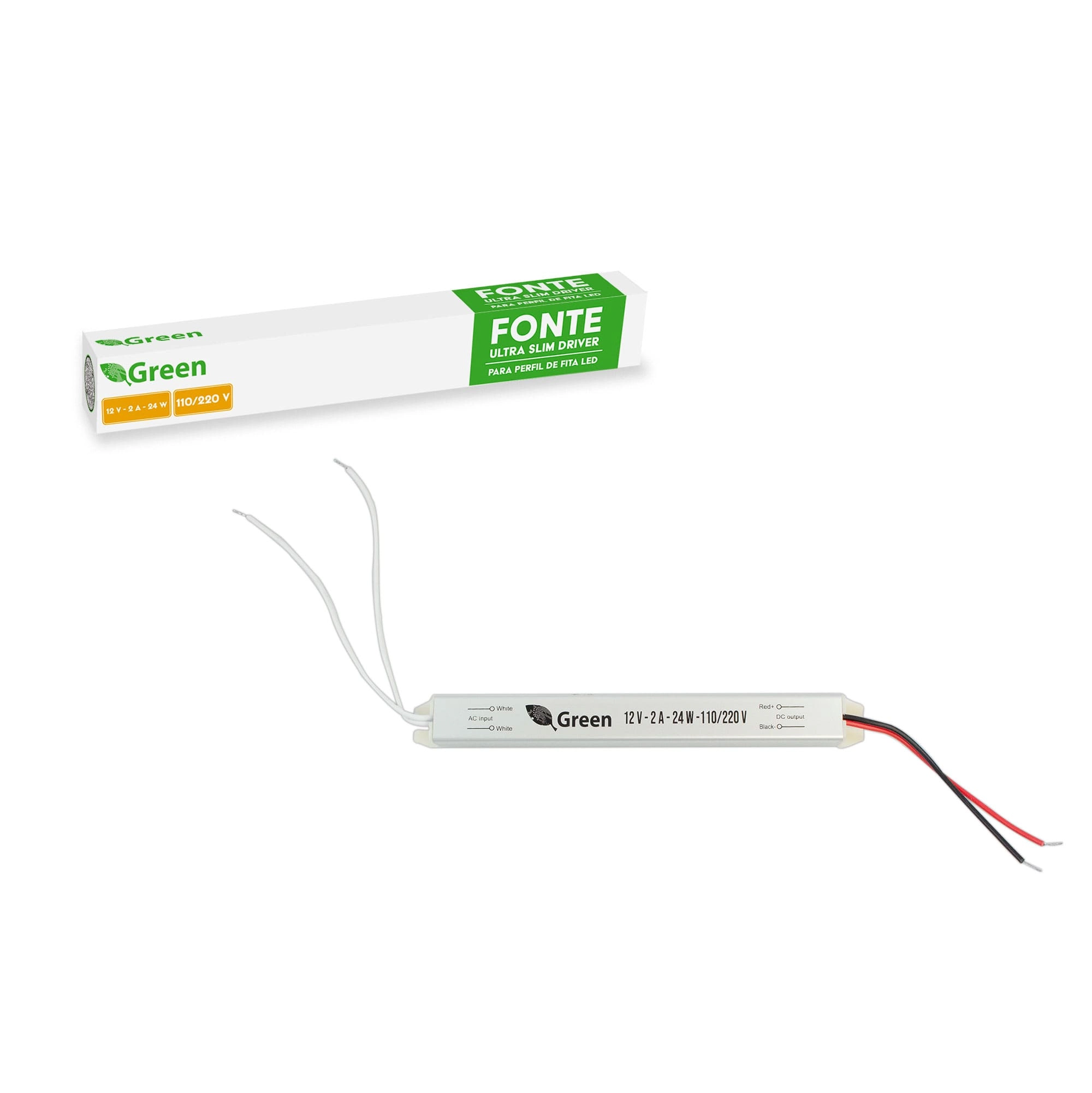 Fonte Ultra Slim Driver P/ Perfil Fita Led 12v 2a 24w Bivolt