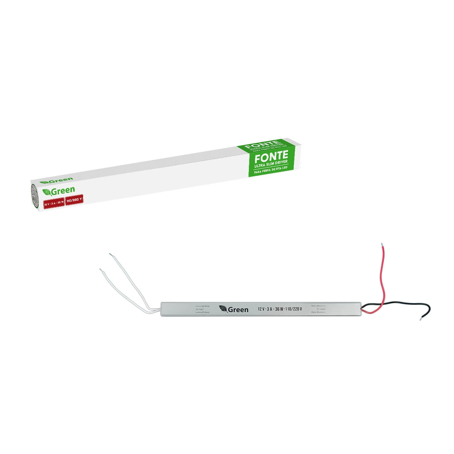 Fonte Ultra Slim Driver P/ Perfil Fita Led 12v 3a 36w Bivolt