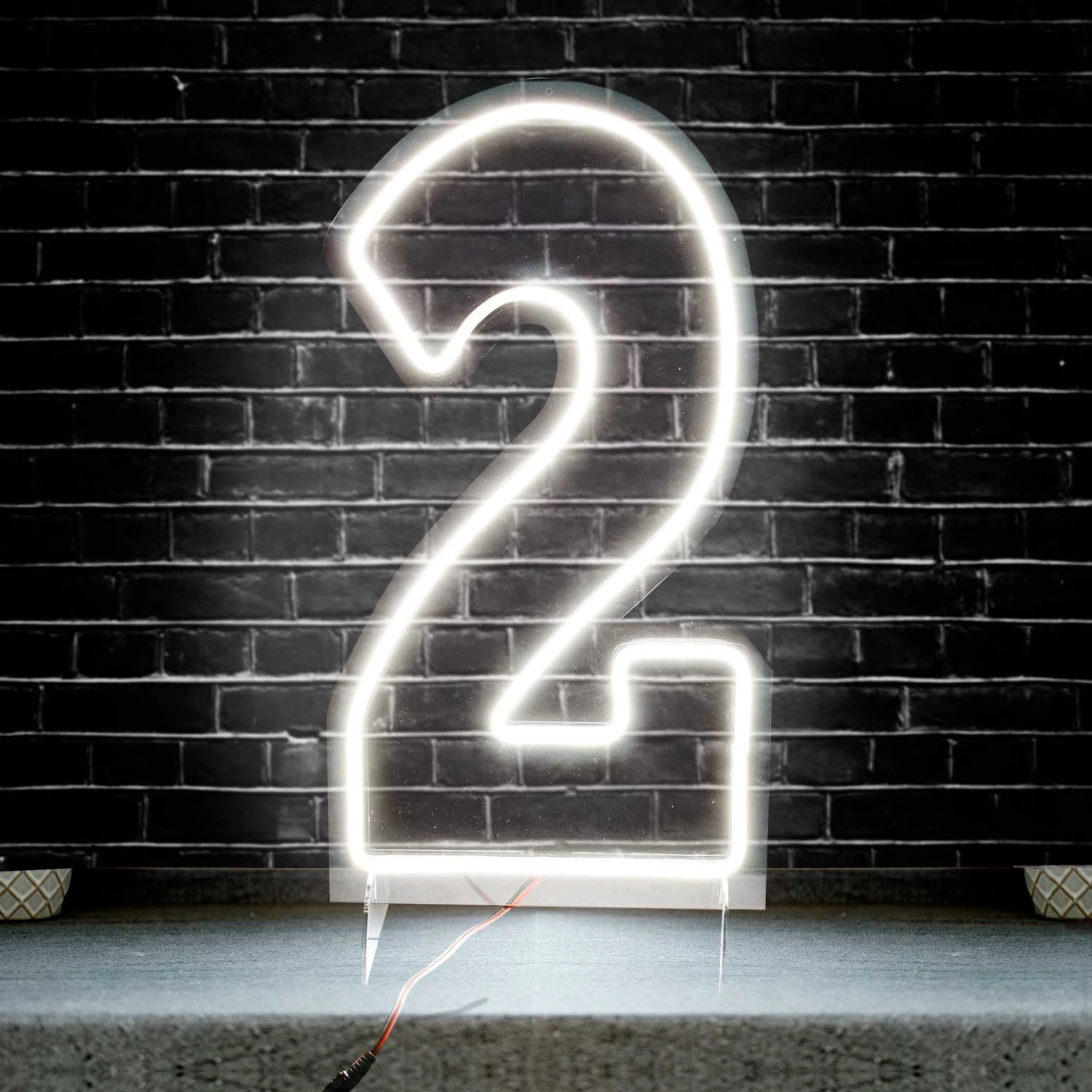 Placa Luminoso Neon De Led - 50cm - Branco Frio Número Dois