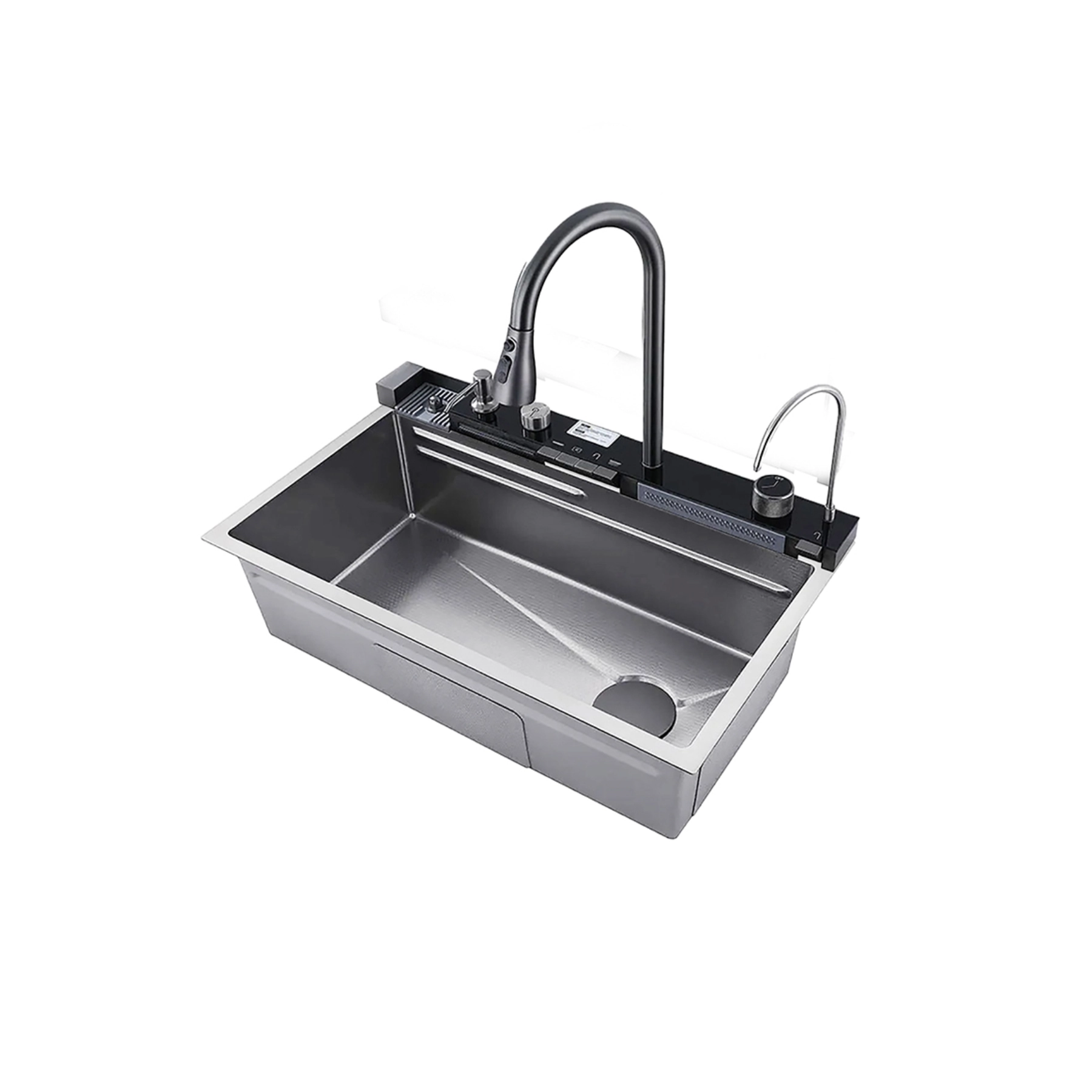 Cuba para Cozinha Gourmet Sobrepor Inox Prata 201 75x50x20,5cm com Torneira, Lavador de Copos e Dosador de Sabão Kokay