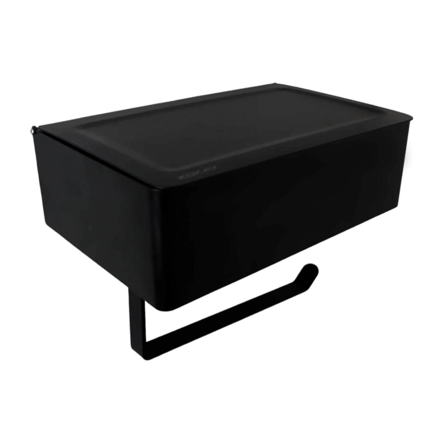 Suporte Papel Higiênico Preto 3 Em 1 Porta Lenço Umedecido Celular