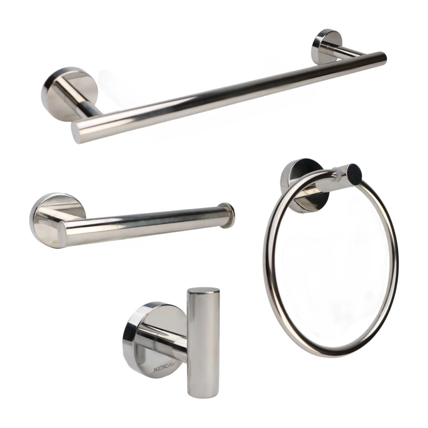 Kit Acessórios 4pcs P/ Banheiro Lavabo Aço Inox Cromado