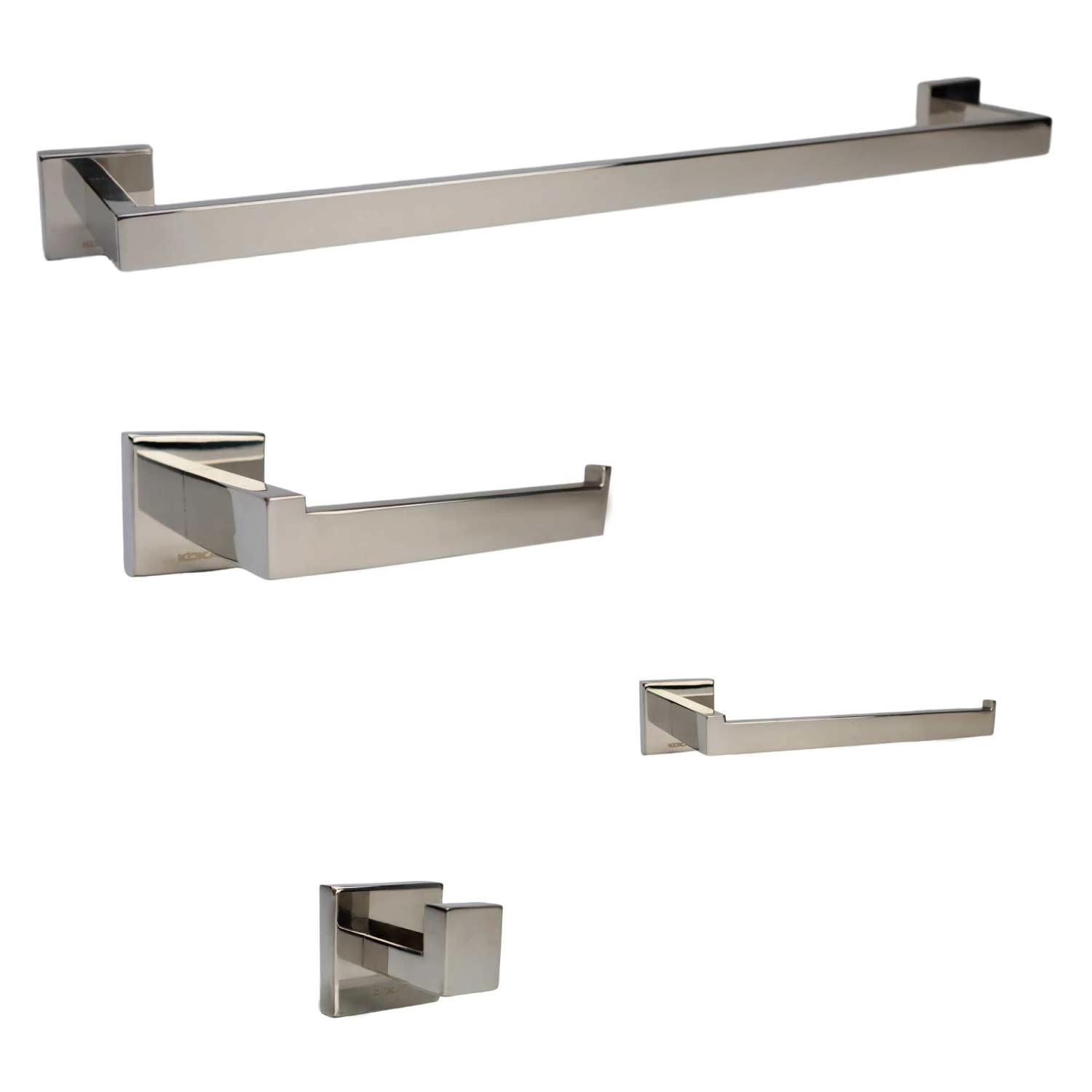 Kit Acessórios P/ Banheiro Quadrado Aço Inox Cromado 4 Peças