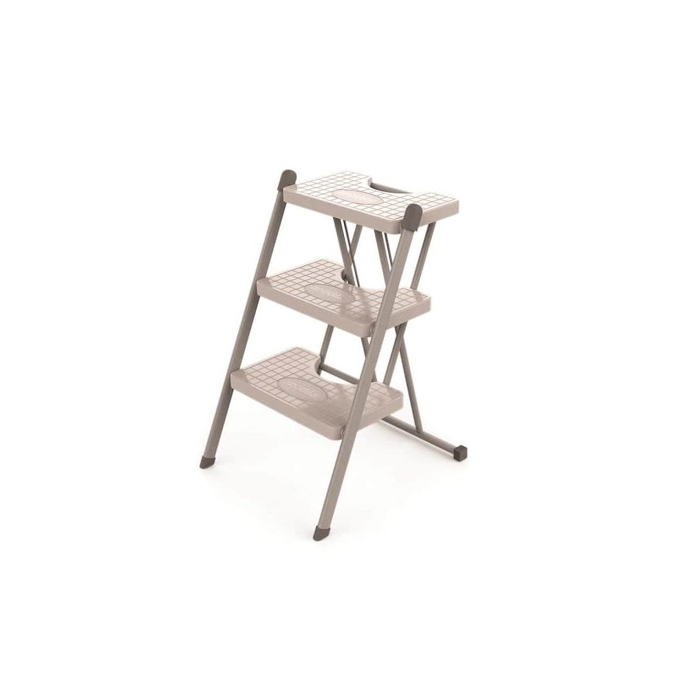 Escada Retrátil 3 Degraus Cinza Primacor Até 120kg Anodilar