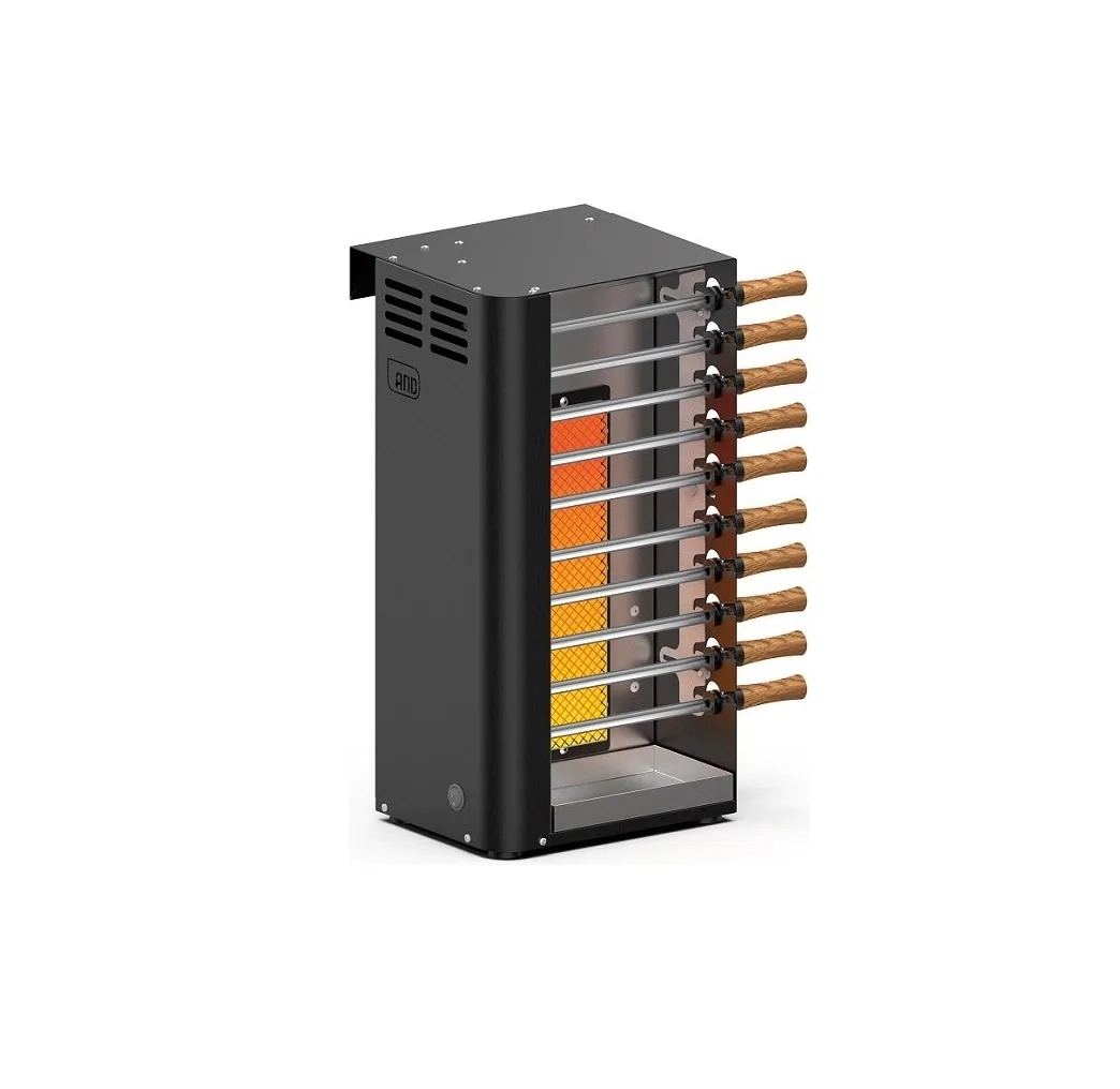Churrasqueira A Gás Glp Preta C/ 10 Mini Espetos Em Aço Inox 220 Volts