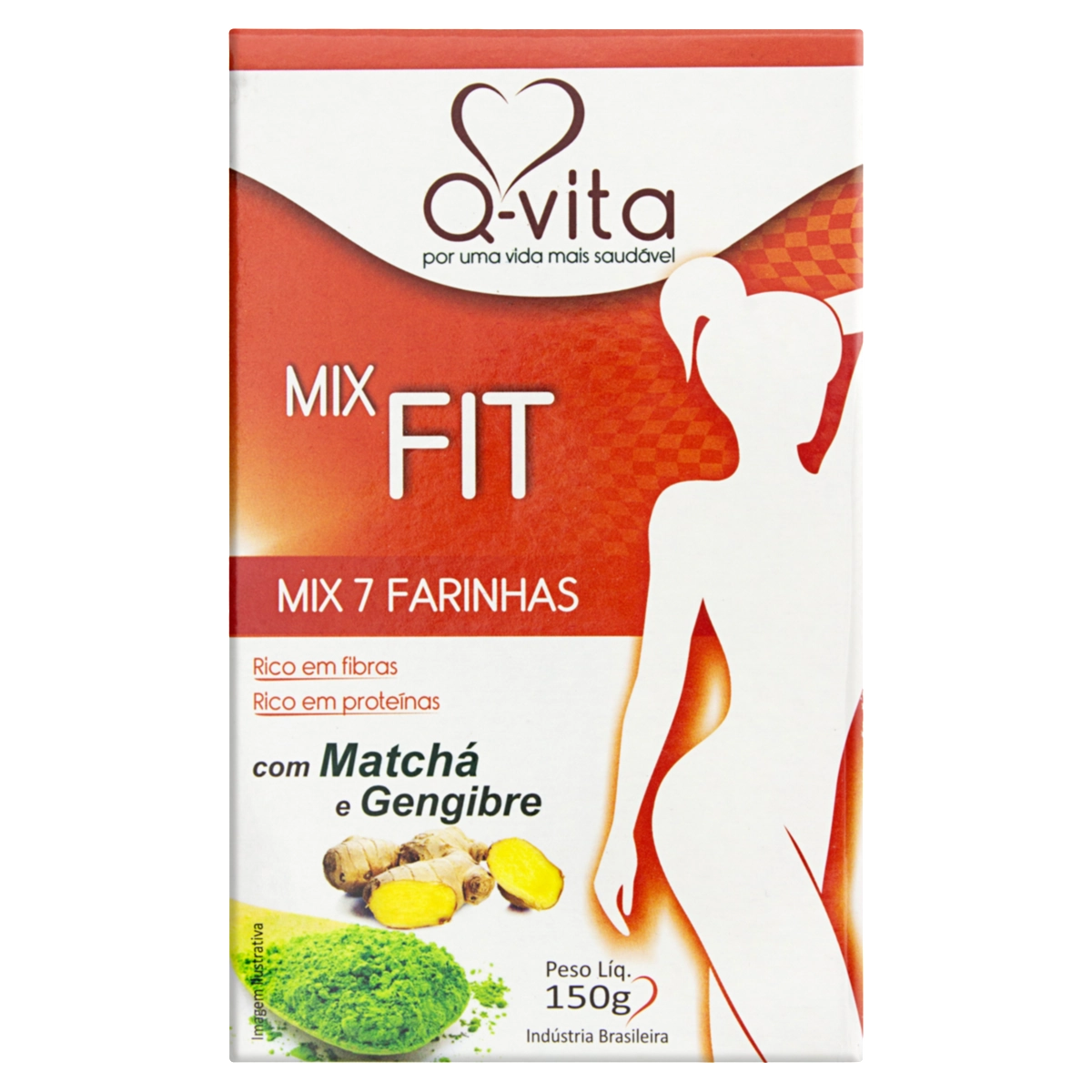 Mix Fit 7 Farinhas Matchá E Gengibre Q Vita Caixa 150g