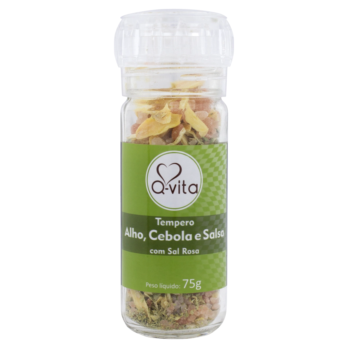 Tempero Granulado Alho, Cebola E Salsa Com Sal Rosa Q Vita Frasco 75g