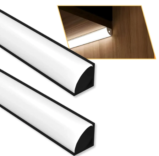 Kit 4 Perfil Para Canto De Sobrepor 1m Moveis Marcenaria Led Preto