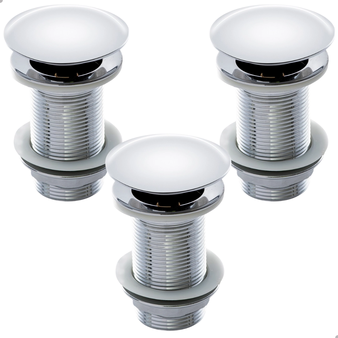 3 Válvulas Click Up De Inox Ralo P/ Cuba Vidro E Louça