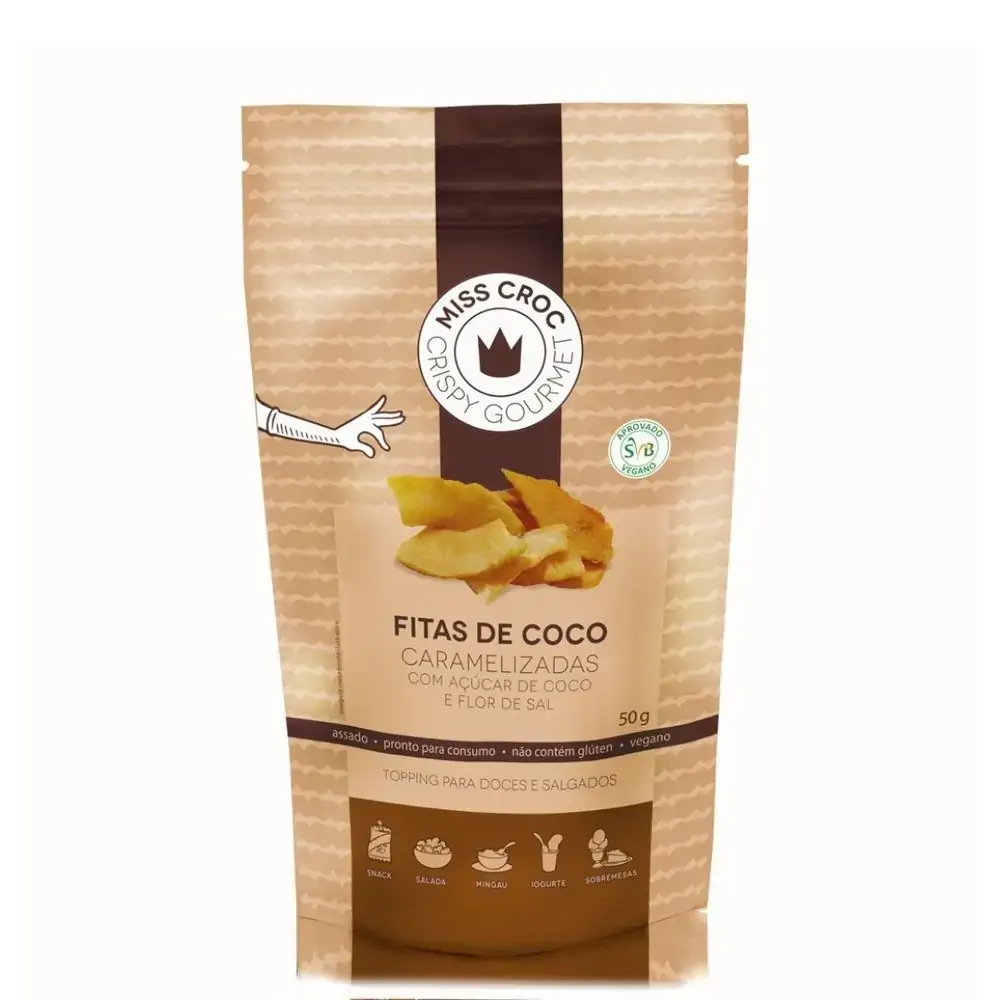 Fitas De Coco Caramelizadas Com Açúcar De Coco E Flor De Sal