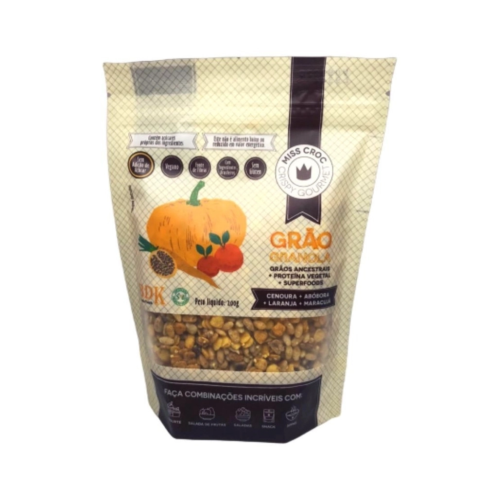 Grão Granola Cenoura, Abóbora, Laranja e Maracujá Sem Glúten Miss Croc 200g