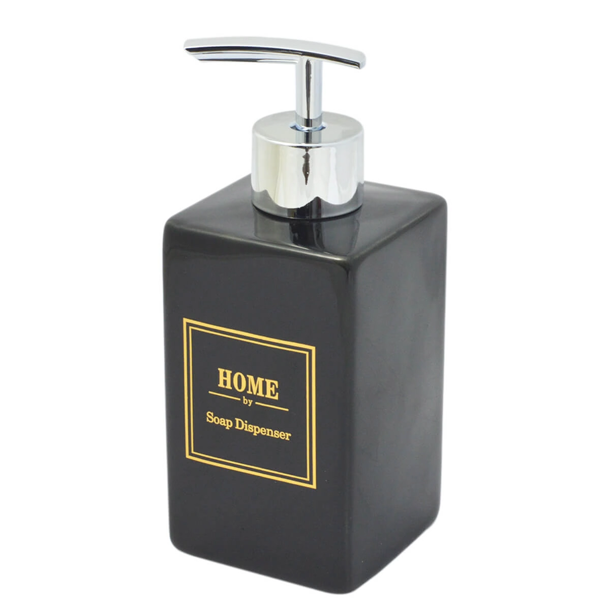 Porta Sabonete Líquido Dispenser Porcelana 380ml Quadrado Preto