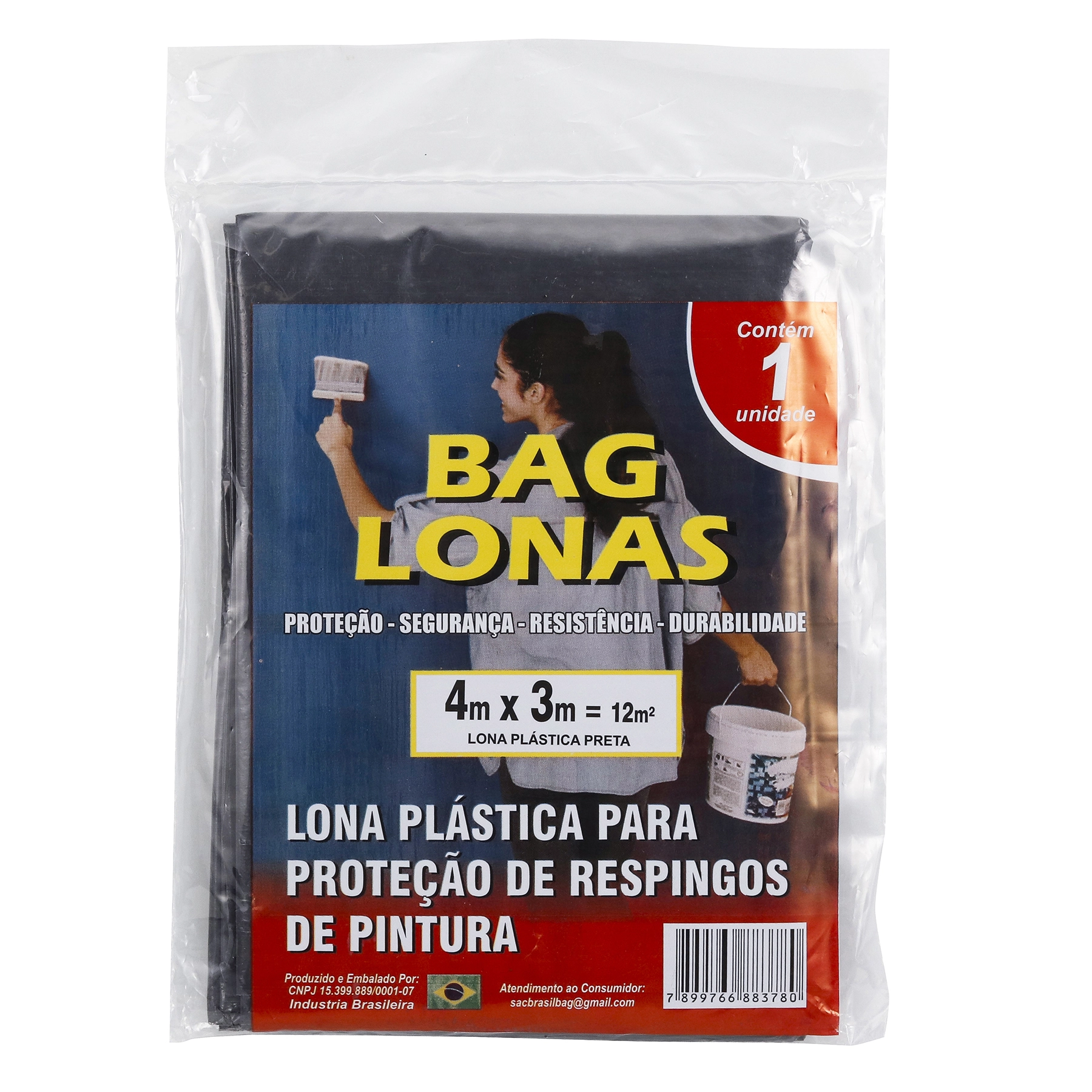 Lona Plástica Preta 4x3m Brasil Bag