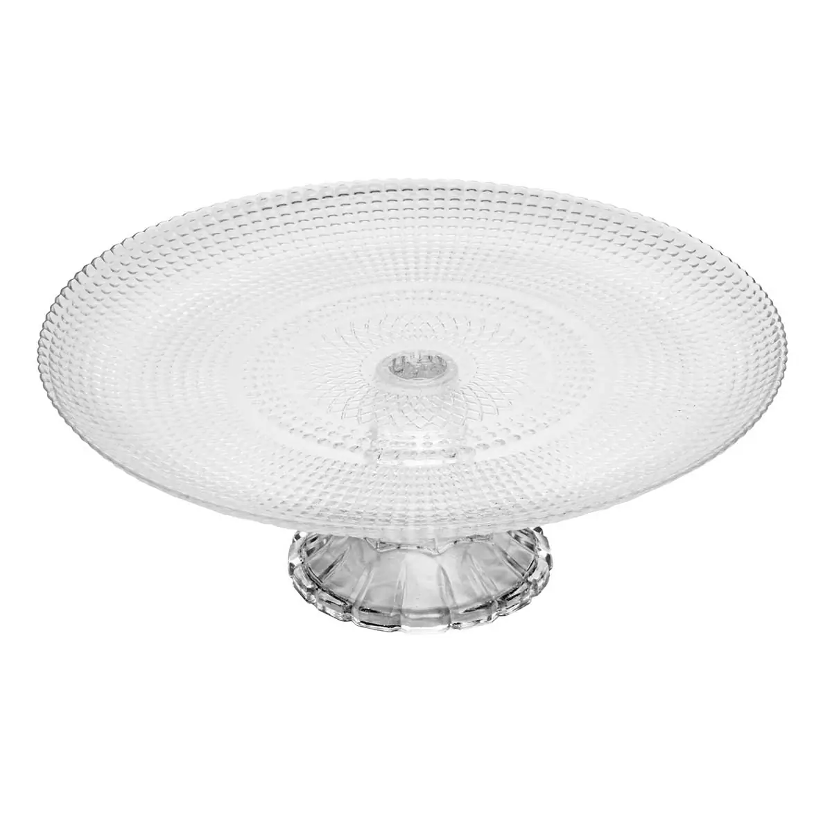 Prato De Bolo Com Pé Oriental Vidro Lyor 27 cm