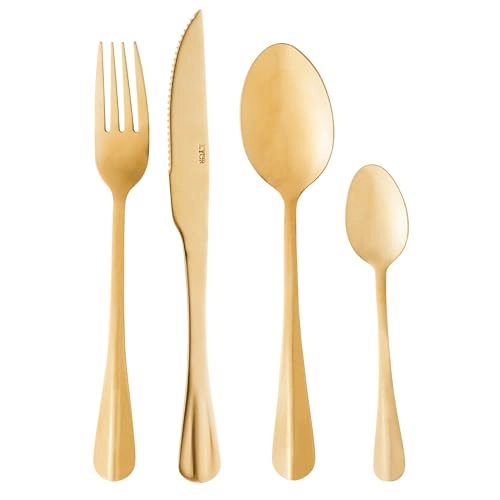 Faqueiro 24pcs Aco Inox Positano Dourado 1330 Lyor