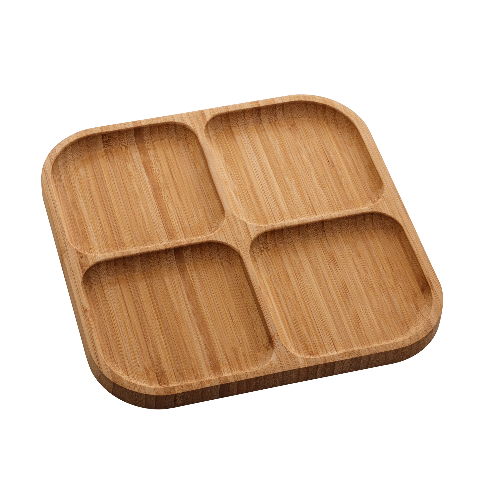 Petisqueira C/4 Divisorias De Bambu Square 25x25x1,6cm 1345