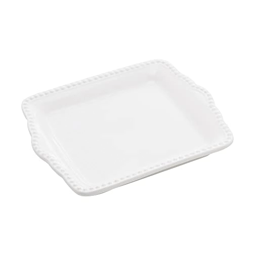 Bandeja Ceramica Dots Branca 16x13x2cm Ref.1959