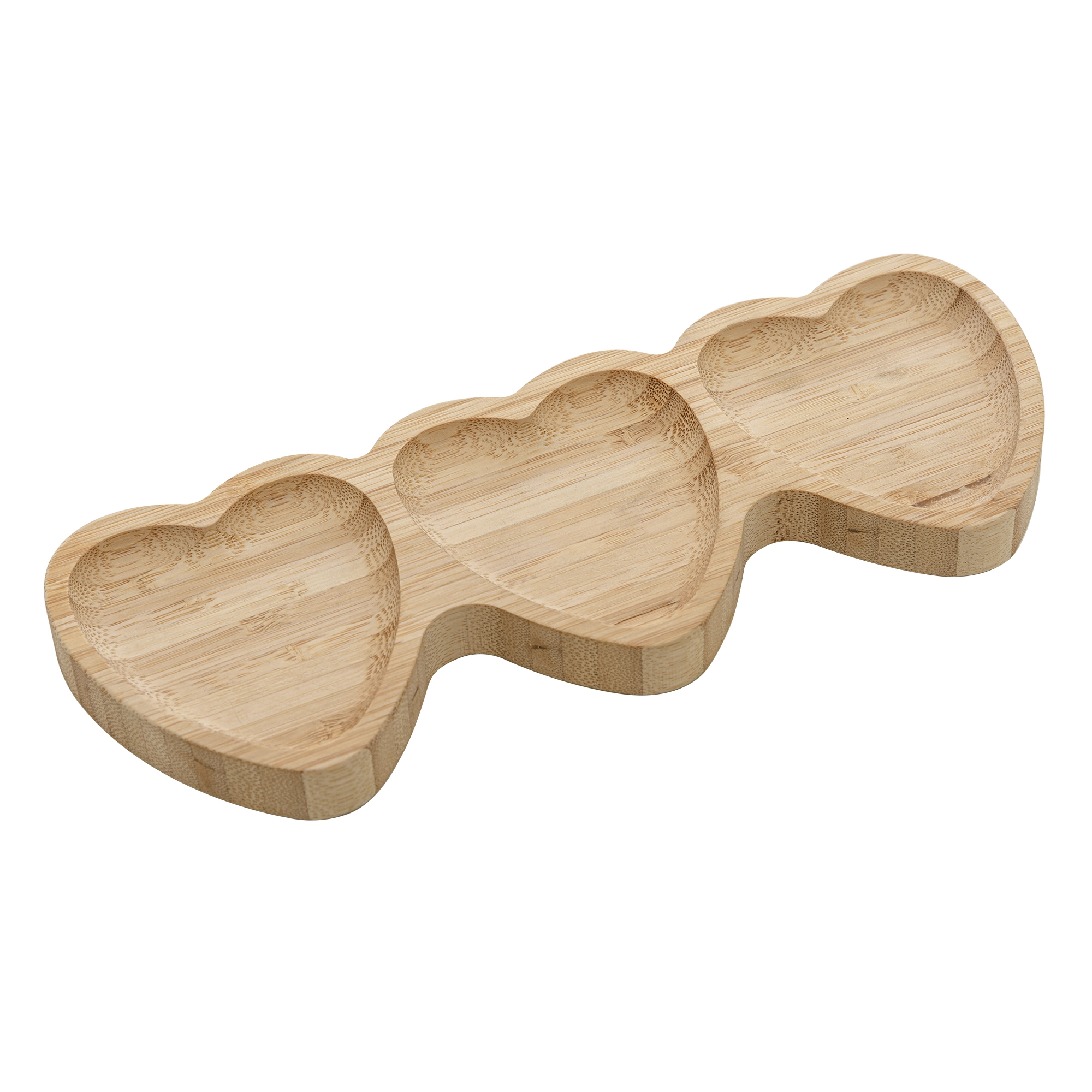 Petisqueira 3 Divisorias Bambu Coracao 25x10x2cm 1984 Lyor