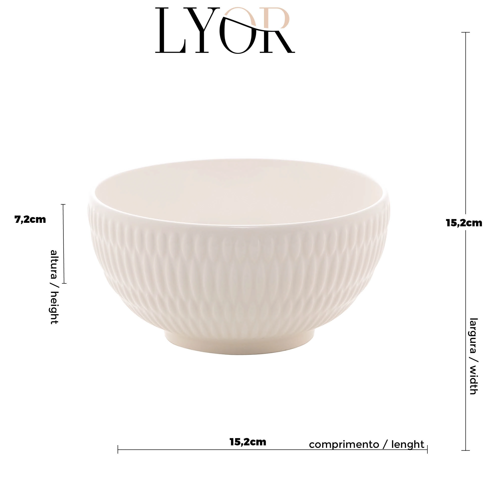 Bowl Porcelana New Bone Toledo Branco 15.2x7.2cm 2401 Lyor