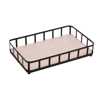 Bandeja De Metal C/mdf Ret. Preto 21x13x4,5cm