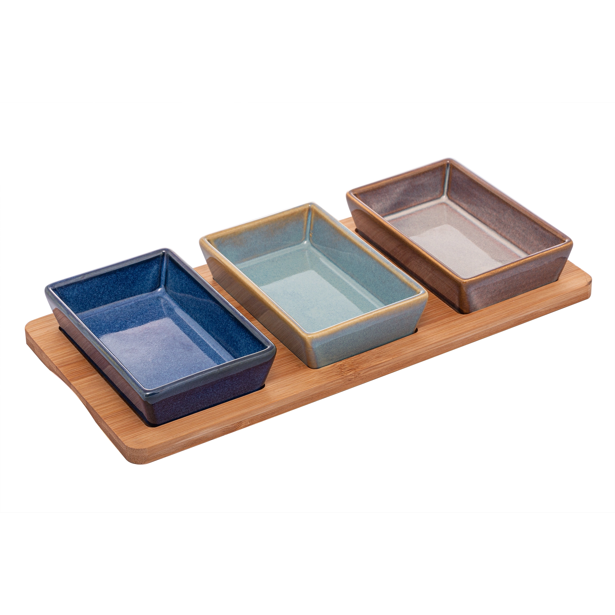 Conjunto Petisqueira Ceramica Bandeja Bambu 31x14.5x3.5cm 2676 Lyor