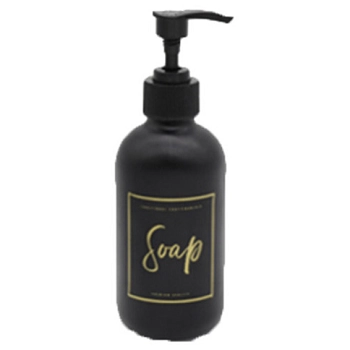 Porta Sabonete Liquido Vidro Fosco Pump Plastico Preto 250ml 2685 Lyor