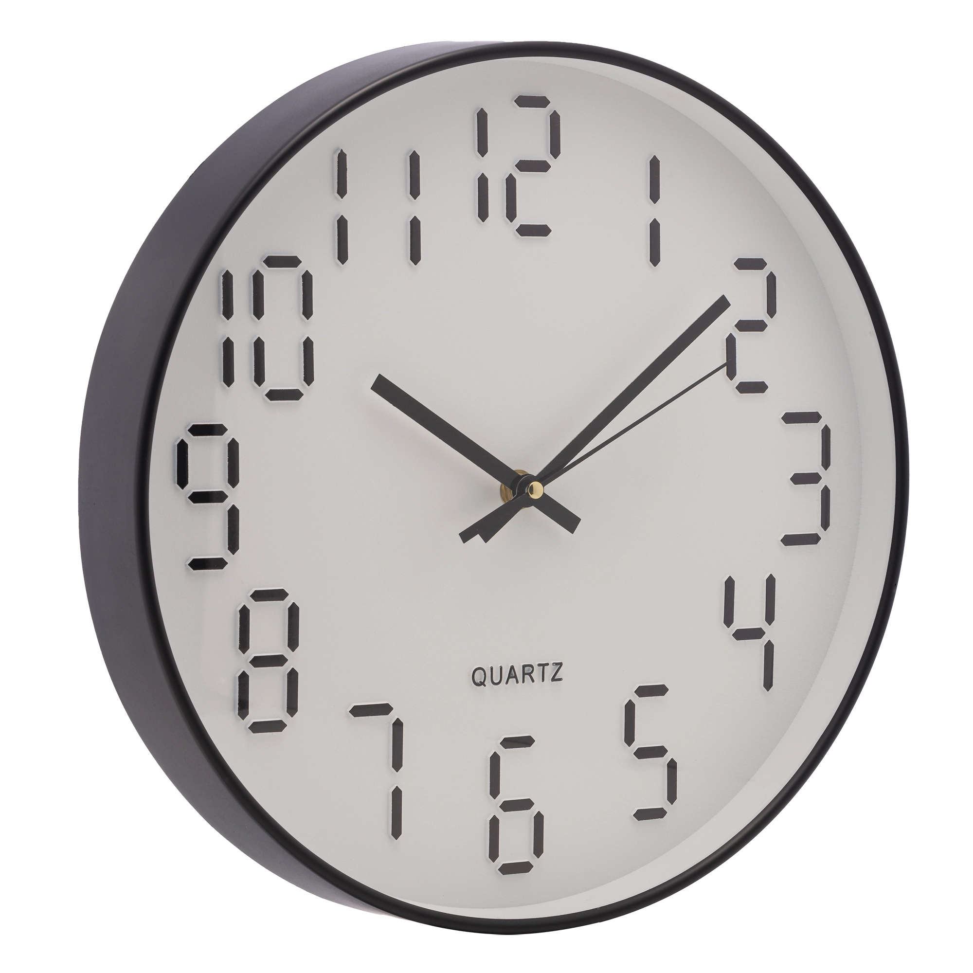 Relogio Parede Plastico Quartz Branco Preto 30.5x4cm 2745 Lyor