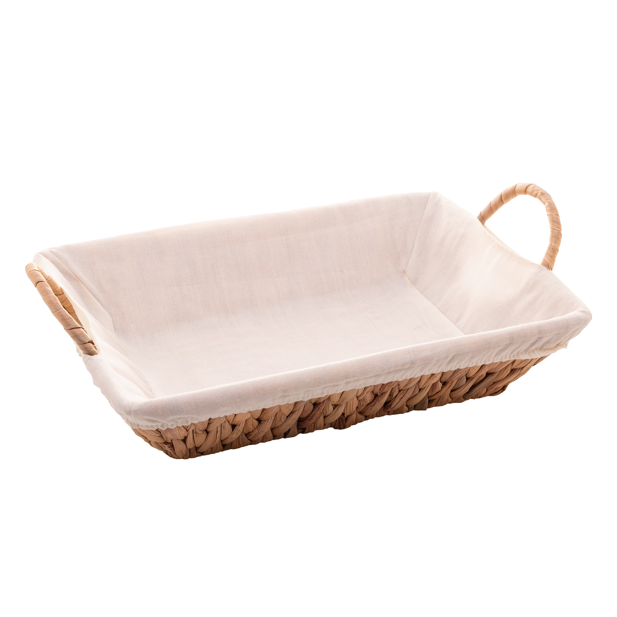 Cesta Retangular Fibra Natural Forro Tecido Alca 35x25x8cm 2767 Lyor