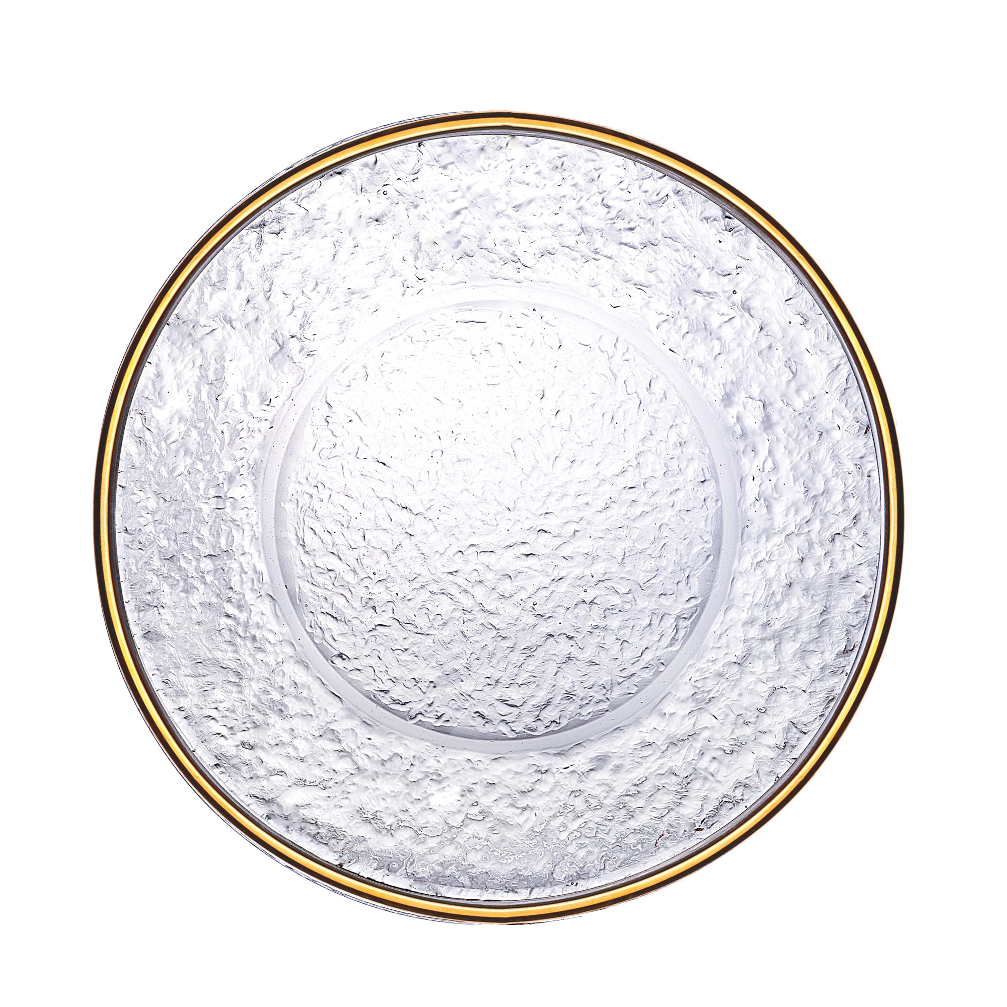 Prato Cristal Martelado Sobremesa Borda Dourada Petra 20cm 2786 Lyor