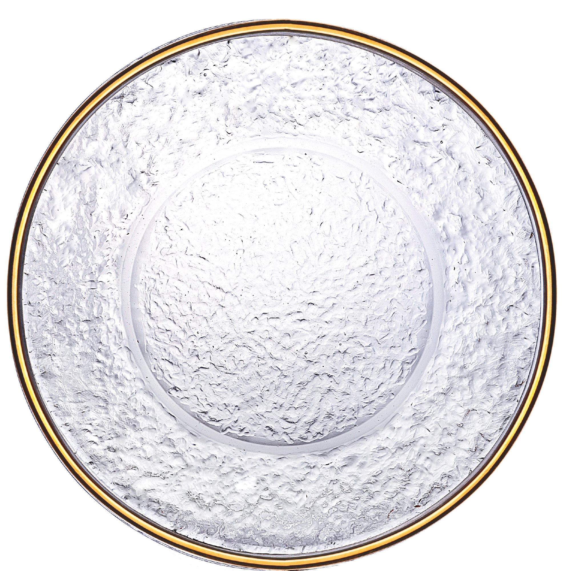 Prato Raso Cristal Martelado Borda Dourada Petra 28cm 2788 Lyor